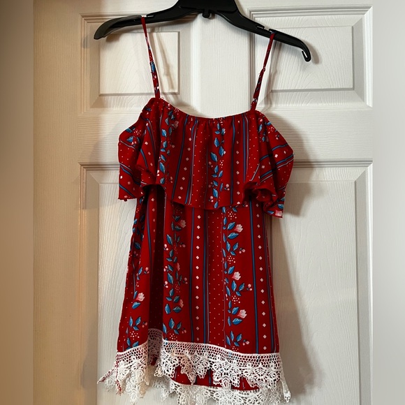 Bliss Chievous strap cold shoulder top with lace bottom size L - Picture 1 of 4